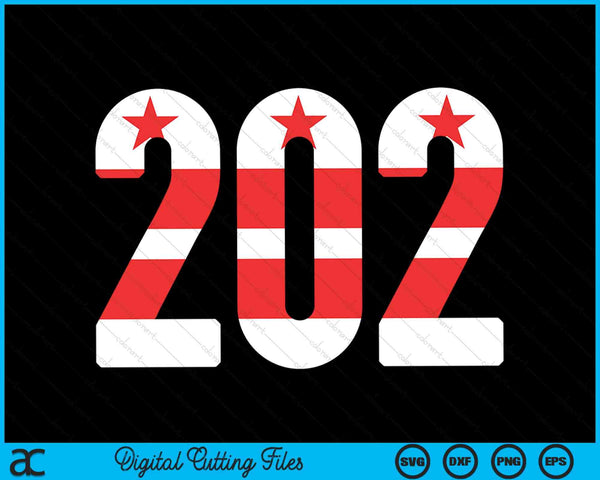 202 Código de área Cool &amp; Awesome DC State Flag SVG PNG Archivos de corte digital