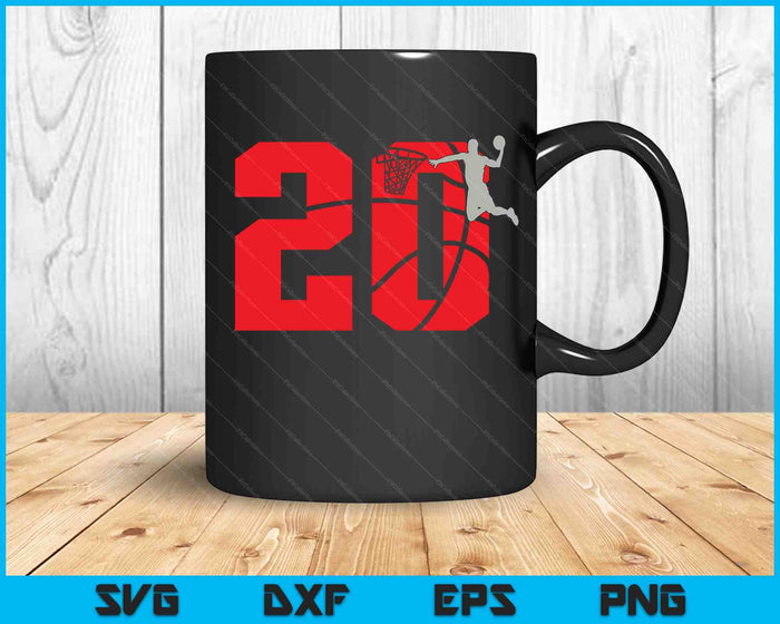 20 Year Old 20th Basketball Birthday Party Theme SVG PNG Cutting Printable Files