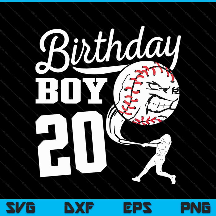 20 Year Old Birthday Gift Baseball Party Theme Kids SVG PNG Cutting Printable Files