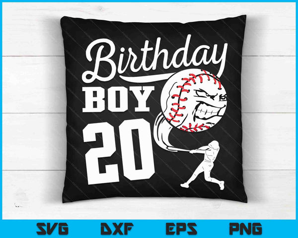 20 años de edad regalo de cumpleaños fiesta de béisbol tema niños SVG PNG cortando archivos imprimibles