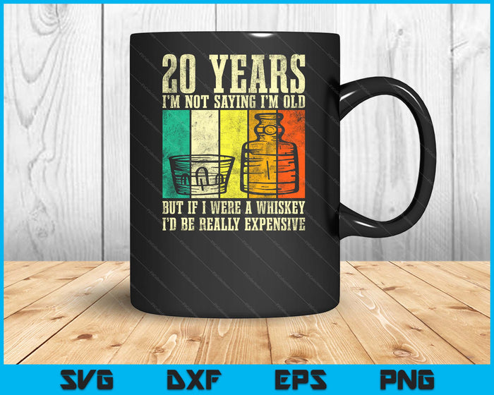 20 jaar oude Vintage Bourbon Vintage Whiskey 20e verjaardag SVG PNG digitale snijbestanden