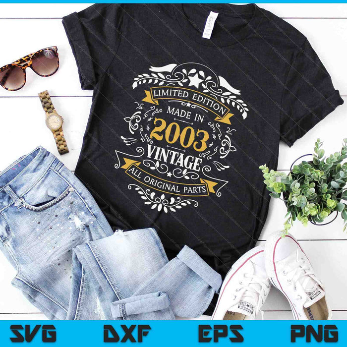 20 Years Old 20th Birthday Made Born In 2003 Boys Girls SVG PNG Digital Cutting Files