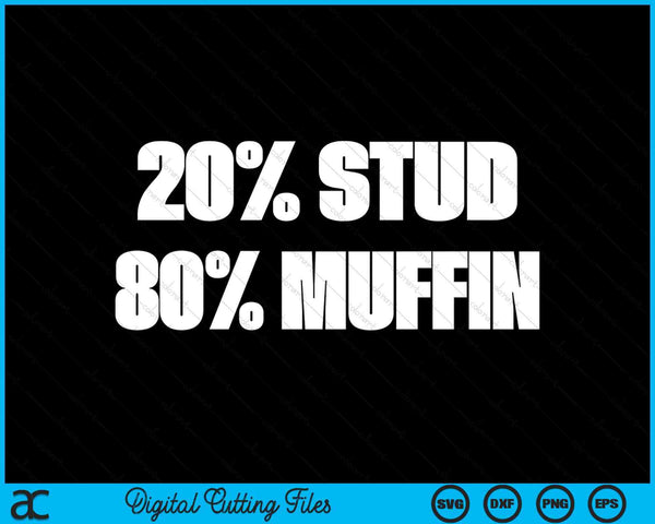 20% Stud 80% Muffin grappige citaten cadeau idee SVG PNG digitale snijbestanden