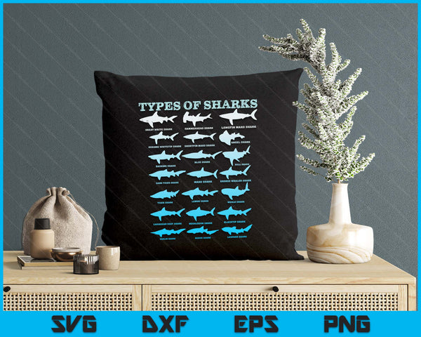 21 Shark Types Marine Biology Men Women Teens Boys Girl SVG PNG Digital Printable Files