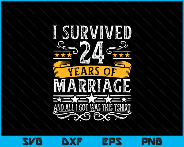 24th wedding anniversary couples husband wife SVG cut file