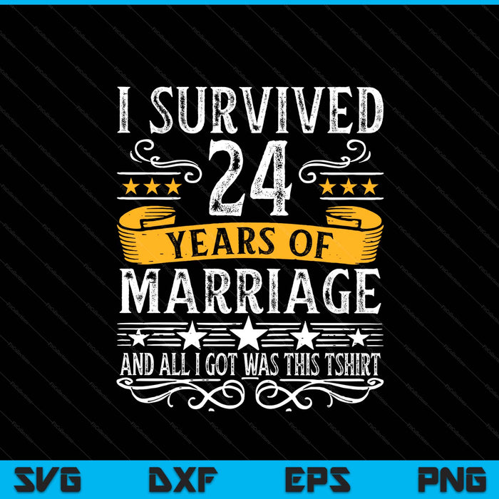 24th wedding anniversary couples husband wife SVG cut file
