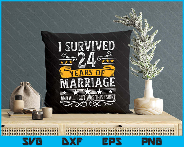 24th Wedding Anniversary Couples Husband Wife SVG PNG Digital Printable Files