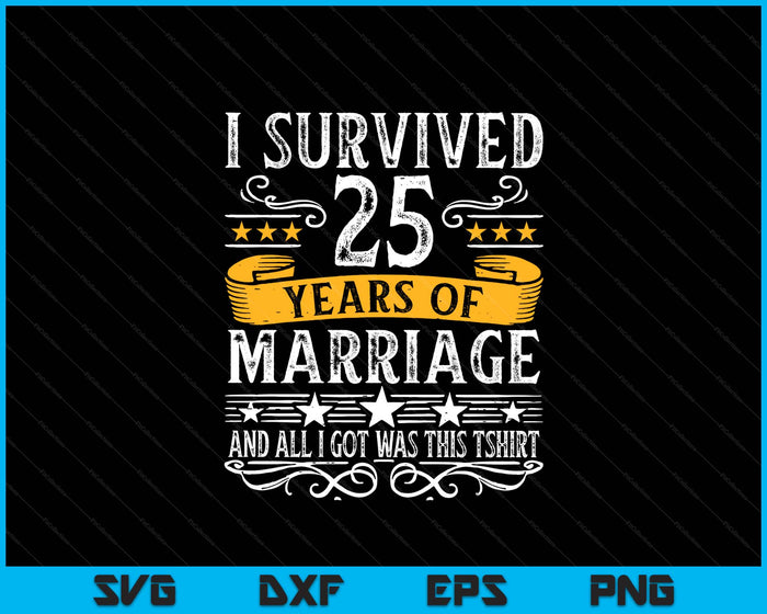 25th Wedding Anniversary Couples Husband Wife SVG PNG Digital Printable Files