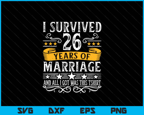 26th wedding anniversary couples husband wife SVG cut file