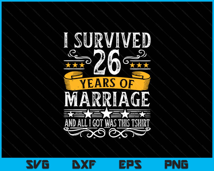 26th Wedding Anniversary Couples Husband Wife SVG PNG Digital Printable Files