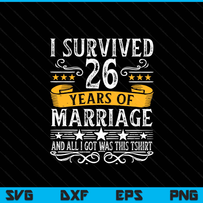 26th wedding anniversary couples husband wife SVG cut file