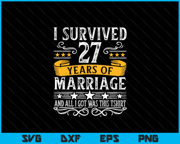 27th wedding anniversary couples husband wife SVG cut file