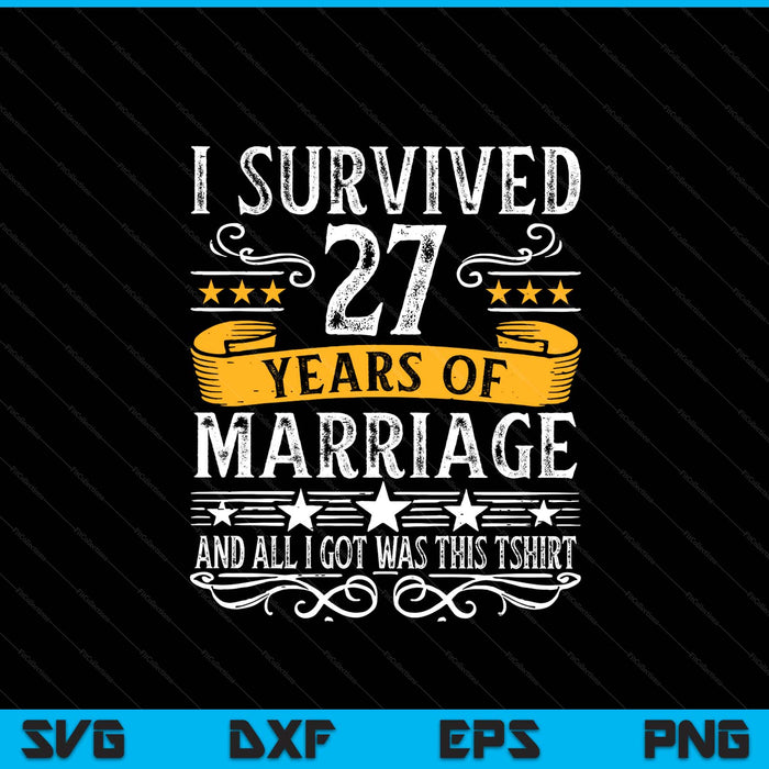 27th wedding anniversary couples husband wife SVG cut file
