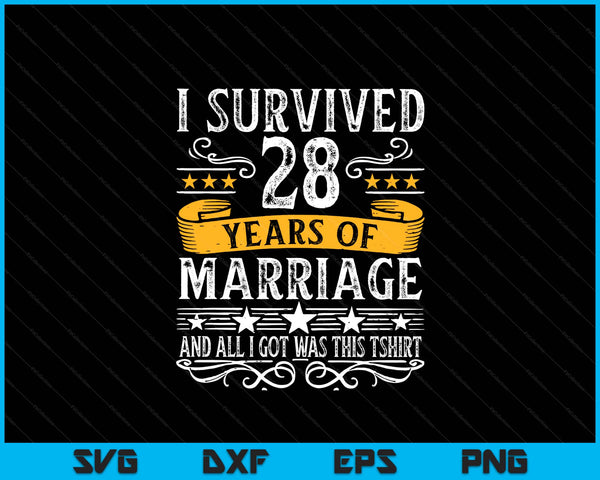 28th wedding anniversary couples husband wife SVG cut file