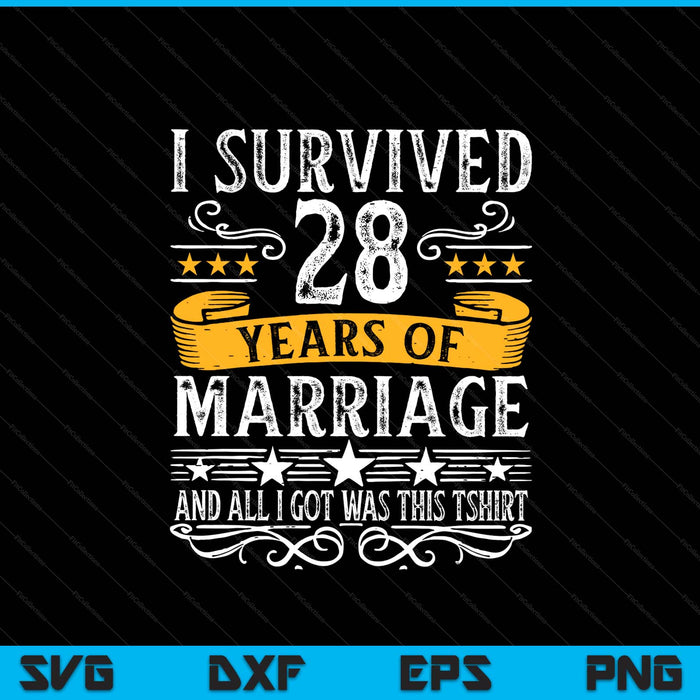 28th wedding anniversary couples husband wife SVG cut file
