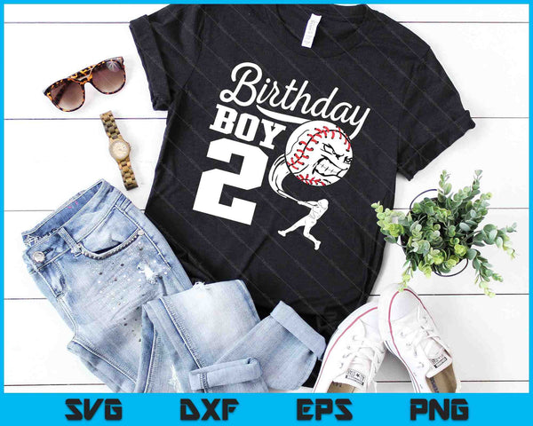 2 años de edad regalo de cumpleaños fiesta de béisbol SVG PNG archivos de corte digital - on a t-shirt