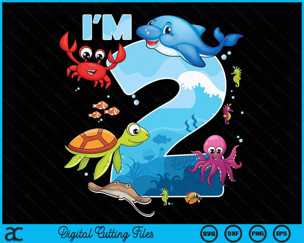 2 Year Old Birthday Whale Fish Sea Bday Boys And Girls SVG PNG Digital Printable Files