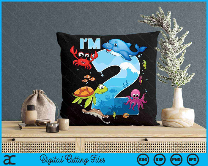 2 Year Old Birthday Whale Fish Sea Bday Boys And Girls SVG PNG Digital Printable Files