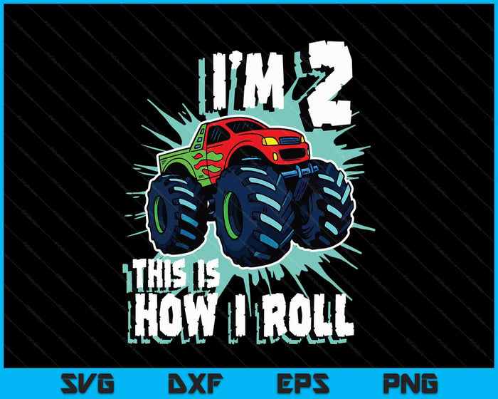 2 Year Old Boy Monster Truck Birthday Party 2nd Boys SVG PNG Digital Printable Files