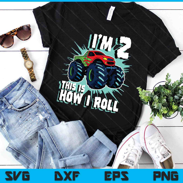 2 Year Old Boy Monster Truck Birthday Party 2nd Boys SVG PNG Digital Printable Files