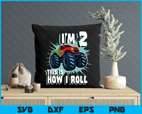 2 Year Old Boy Monster Truck Birthday Party 2nd Boys SVG PNG Digital Printable Files