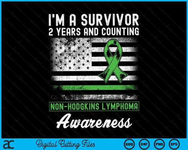 2 Years Cancer Free Non Hodgkins Lymphoma Survivor USA Flag SVG PNG Digital Cutting Files