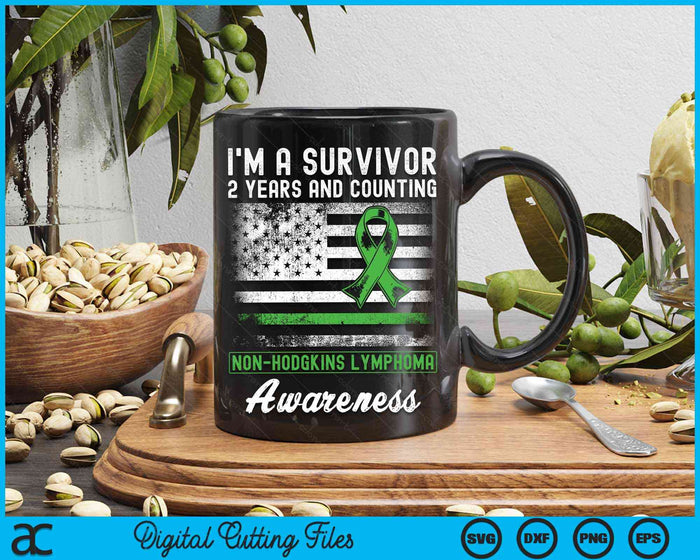 2 Years Cancer Free Non Hodgkins Lymphoma Survivor USA Flag SVG PNG Digital Cutting Files