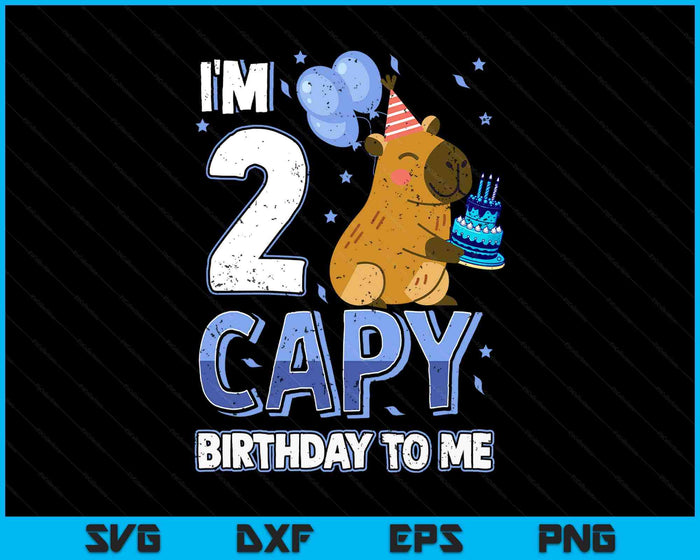 2 Years Capy Birthday To Me Boys 2nd Birthday Capybara SVG PNG Digital Printable Files