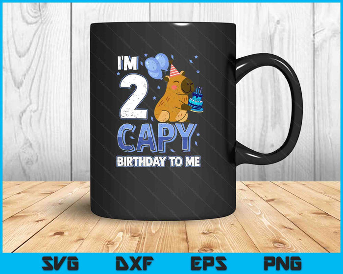 2 Years Capy Birthday To Me Boys 2nd Birthday Capybara SVG PNG Digital Printable Files