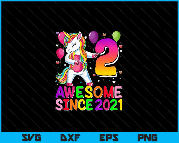 2 years old unicorn flossing 2nd birthday girl unicorn party SVG cut file