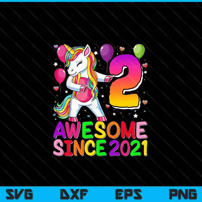 2 years old unicorn flossing 2nd birthday girl unicorn party SVG cut file