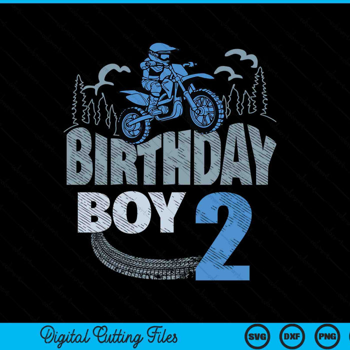 2nd Birthday Boy Dirt Bike Motocross 2 Years Old Bday SVG PNG Digital Printable Files
