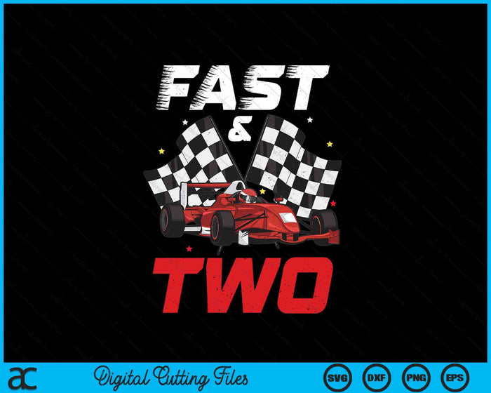 2nd Birthday Boy Race Car Racing 2 Year Old Bday SVG PNG Digital Printable Files