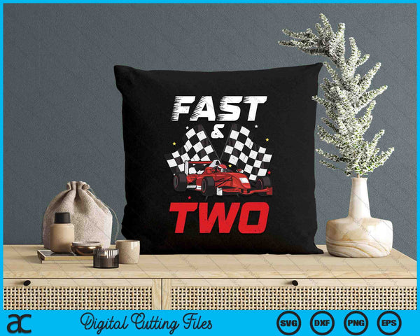 2nd Birthday Boy Race Car Racing 2 Year Old Bday SVG PNG Digital Printable Files