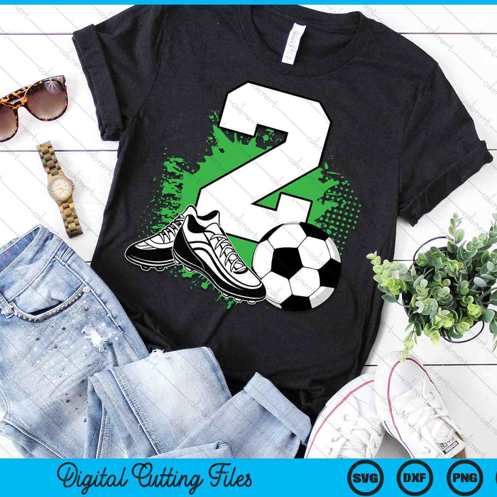 2nd Birthday Boys 2 Years Soccer Football Player Birthday SVG PNG Digital Cutting Files