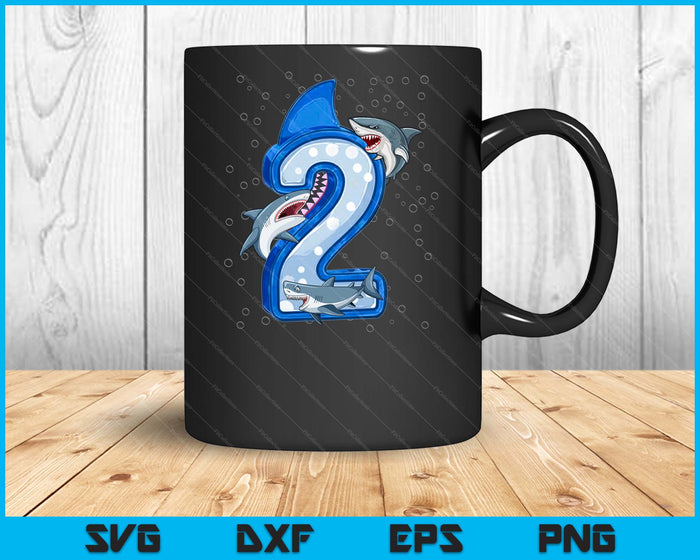 2nd Birthday Boys Shark 2 years Old Ocean Shark SVG PNG Digital Printable Files