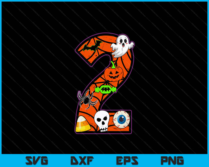 2nd Birthday Halloween 2 Year Old Ghost Costume Boo Funny SVG PNG Digital Printable Files