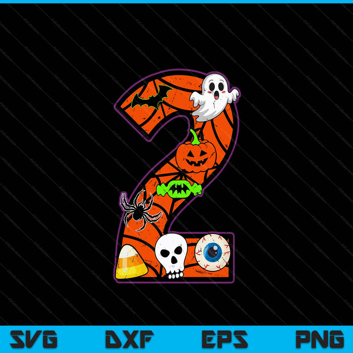 2nd Birthday Halloween 2 Year Old Ghost Costume Boo Funny SVG PNG Digital Printable Files