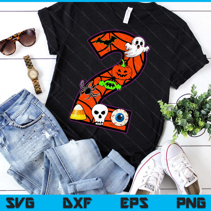 2nd Birthday Halloween 2 Year Old Ghost Costume Boo Funny SVG PNG Digital Printable Files