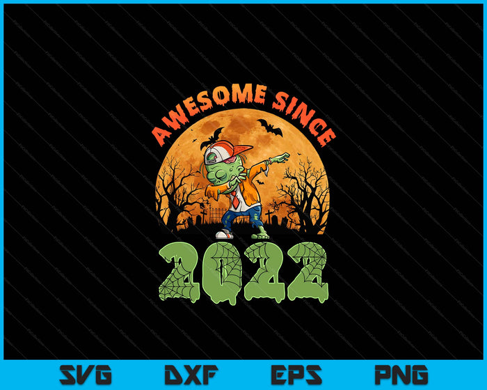 2nd Birthday Halloween 2 Years Old Zombie Awesome Since 2022 SVG PNG Digital Cutting File