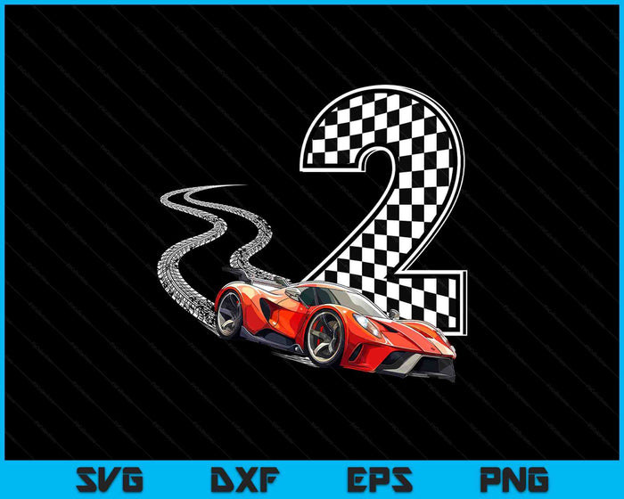 2nd Birthday Race Car Boys 2 Two Racing Car Flag Kids Drive SVG PNG Digital Printable Files