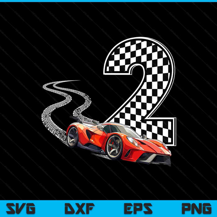 2nd birthday race car boys 2 two racing car flag Kids drive SVG cut file