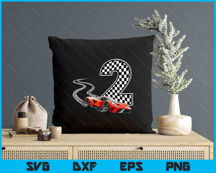 2nd Birthday Race Car Boys 2 Two Racing Car Flag Kids Drive SVG PNG Digital Printable Files