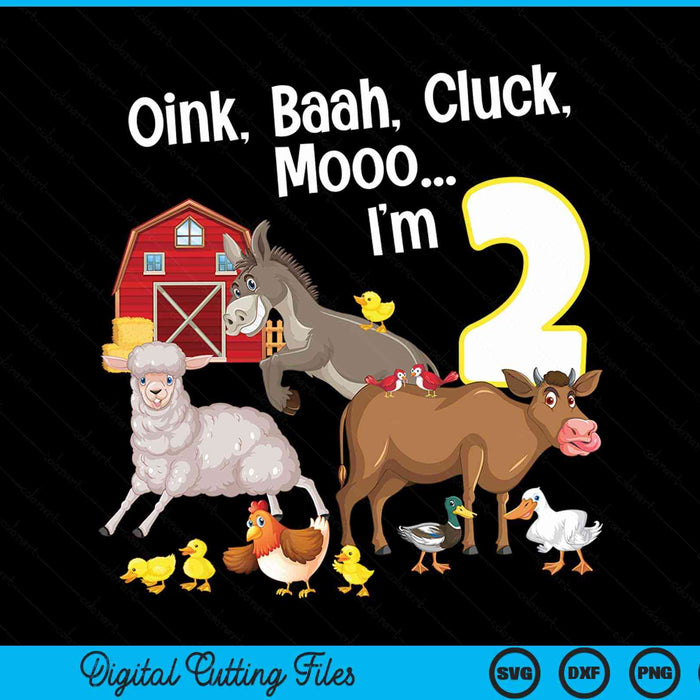2nd birthday two year old farm party animals SVG cut file