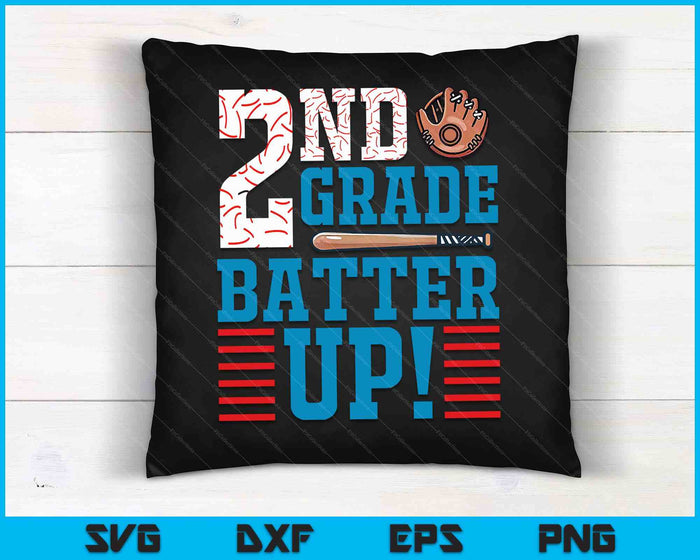 2nd Grade Batter Up Back to school for baseball Player boys SVG PNG Digital Cutting File