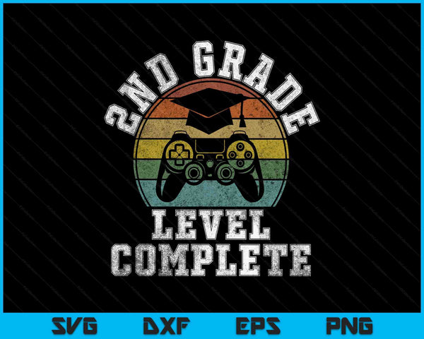 2nd Grade Level Complete Third Grade Graduation Video Gamer SVG PNG Digital Printable Files