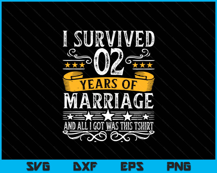 2nd Wedding Anniversary Couples Husband Wife 2 Years SVG PNG Digital Printable Files