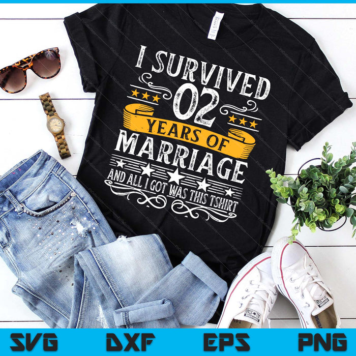 2nd Wedding Anniversary Couples Husband Wife 2 Years SVG PNG Digital Printable Files