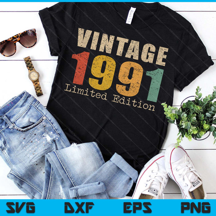 34 Year Old Gifts Vintage 1991 Limited Edition 34th Birthday SVG PNG Digital Printable Files