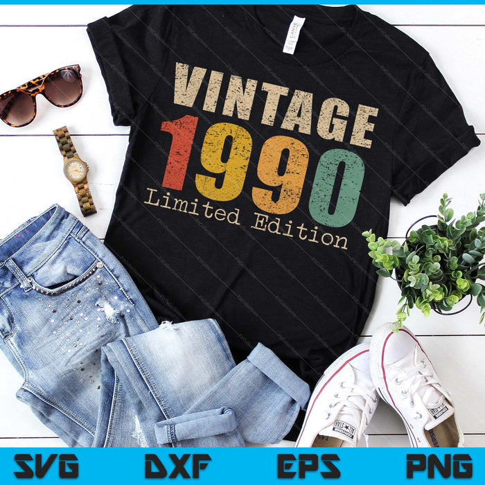 35 Year Old Gifts Vintage 1990 Limited Edition 35th Birthday SVG PNG Digital Printable Files
